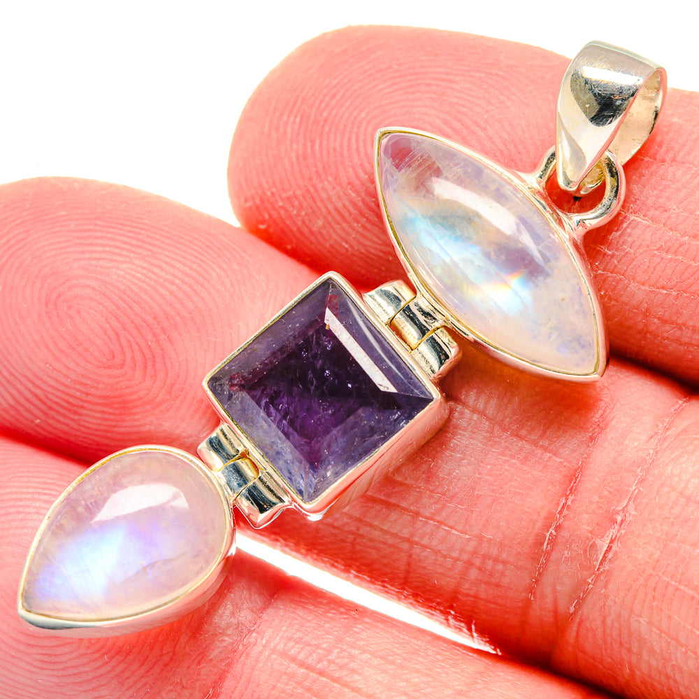 Rainbow Moonstone Pendants handcrafted by Anasilvercos - PD20857