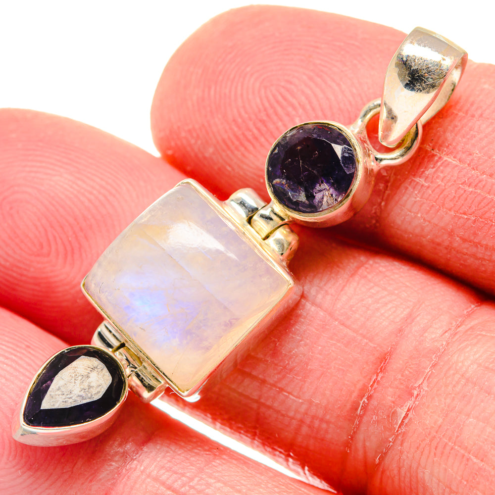 Rainbow Moonstone Pendants handcrafted by Anasilvercos - PD20858