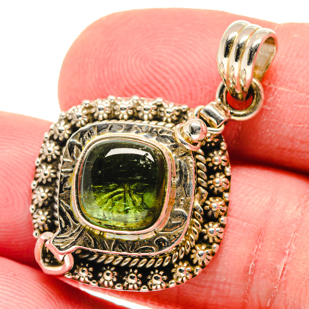 Green Tourmaline Pendants handcrafted by Anasilvercos - PD20876