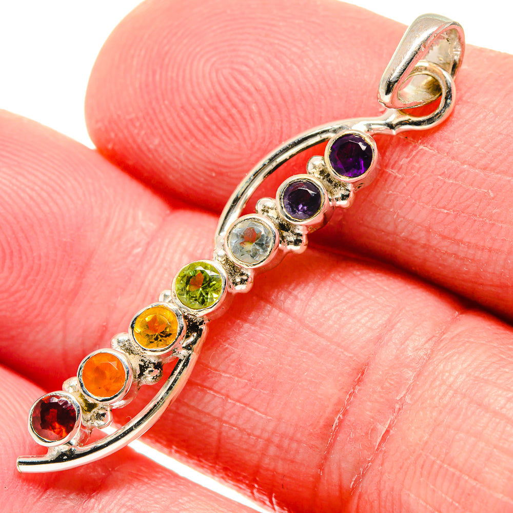 Multi-stone Rainbow Chakra Pendants handcrafted by Anasilvercos - PD20922