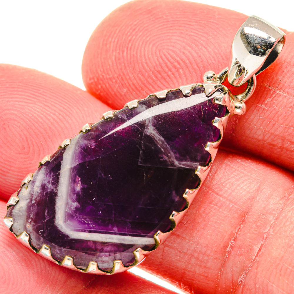 Chevron Amethyst Pendants handcrafted by Anasilvercos - PD20963