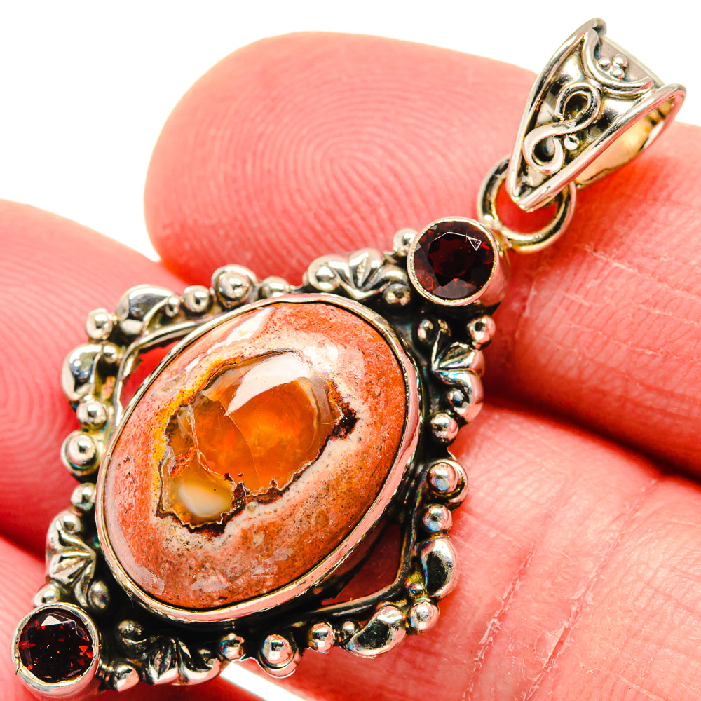 Mexican Fire Opal Pendants handcrafted by Anasilvercos - PD20965