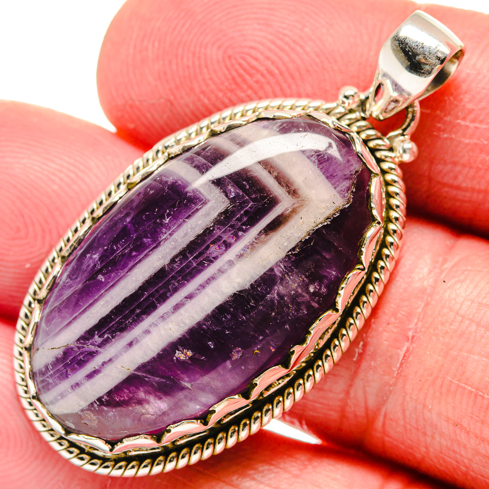 Chevron Amethyst Pendants handcrafted by Anasilvercos - PD20981
