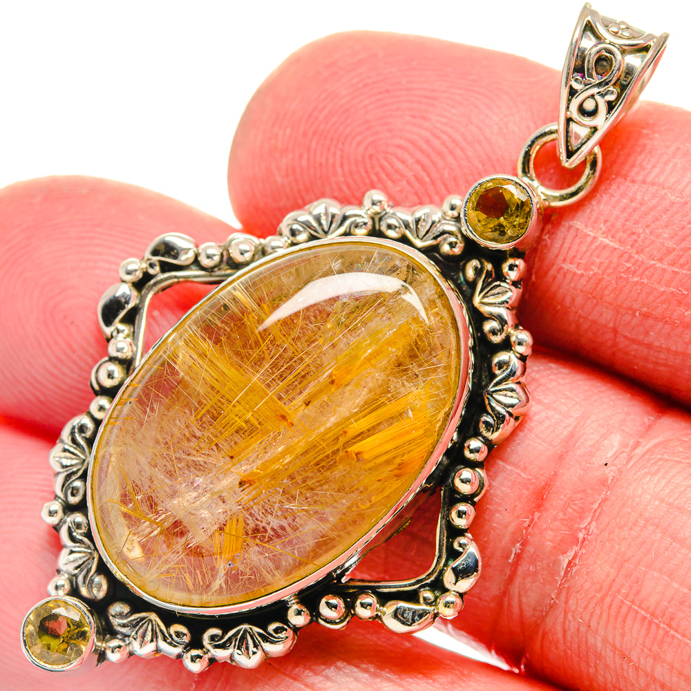 Rutilated Quartz Pendants handcrafted by Anasilvercos - PD20986
