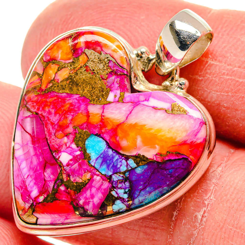 Kingman Pink Dahlia Turquoise Pendants handcrafted by Anasilvercos - PD21024