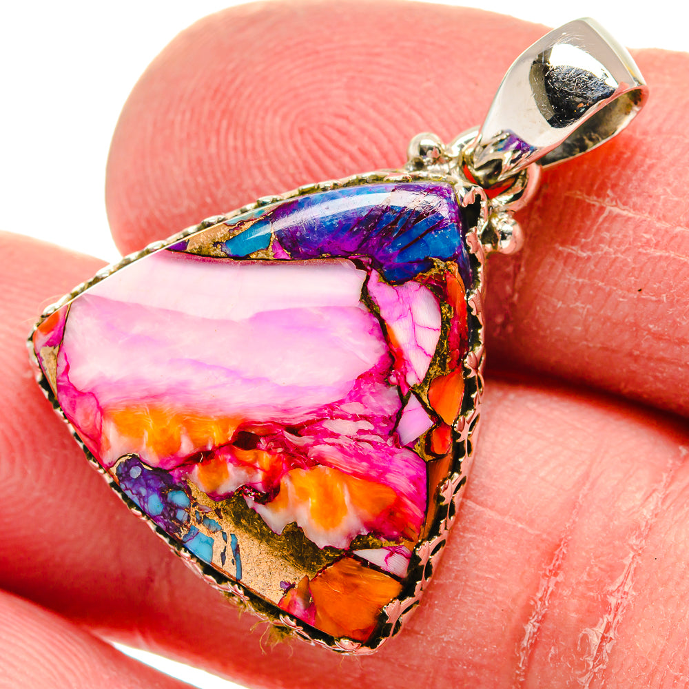 Kingman Pink Dahlia Turquoise Pendants handcrafted by Anasilvercos - PD21025