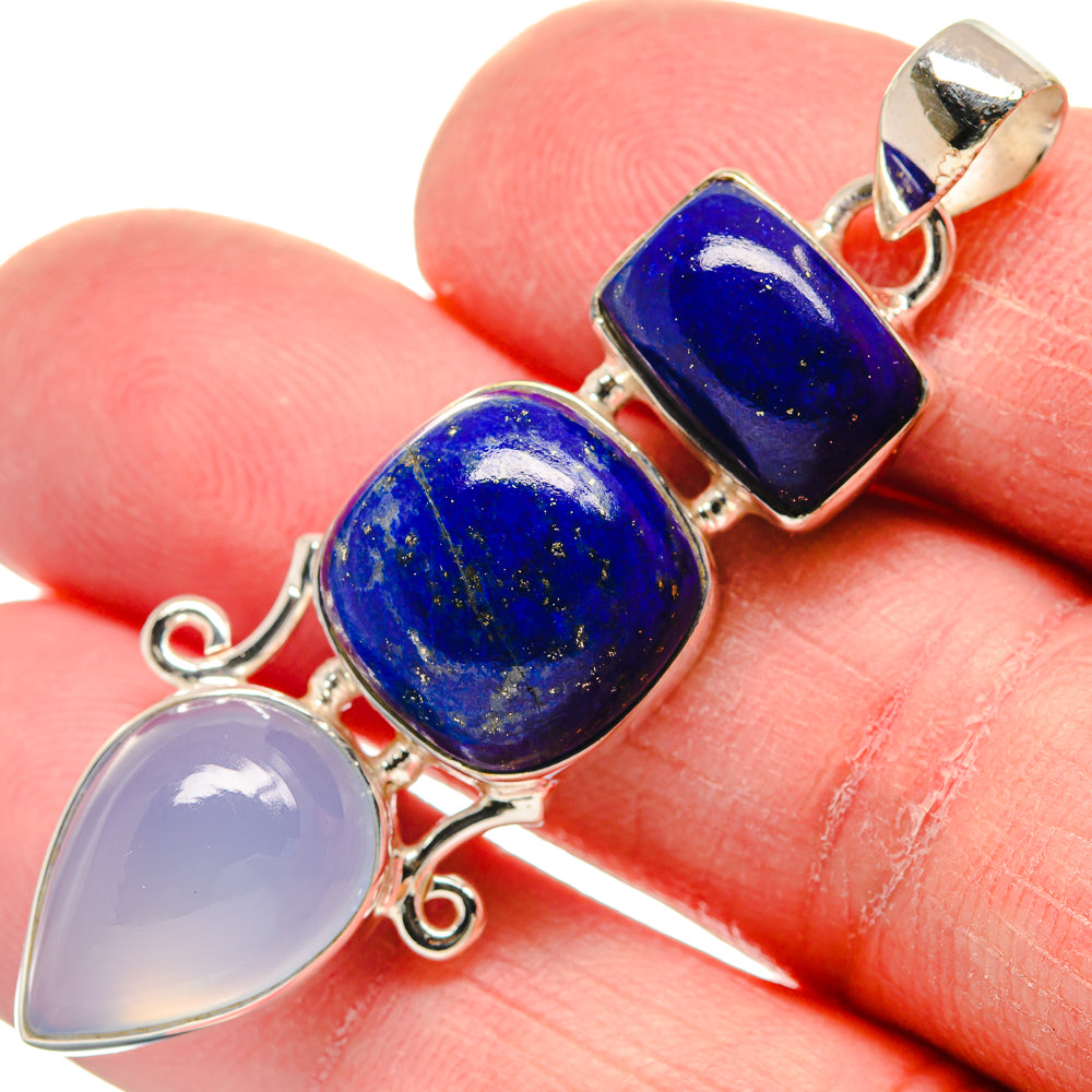 Aqua Chalcedony Pendants handcrafted by Anasilvercos - PD21040