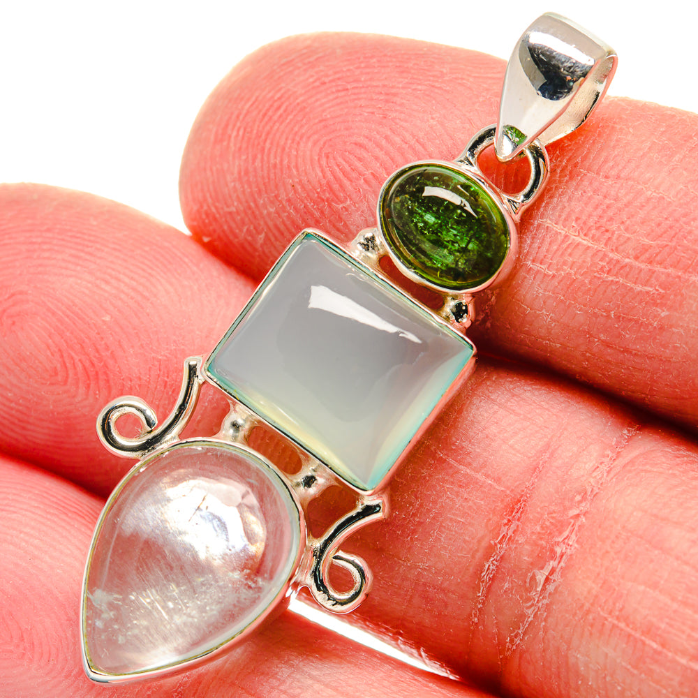 Aqua Chalcedony Pendants handcrafted by Anasilvercos - PD21044