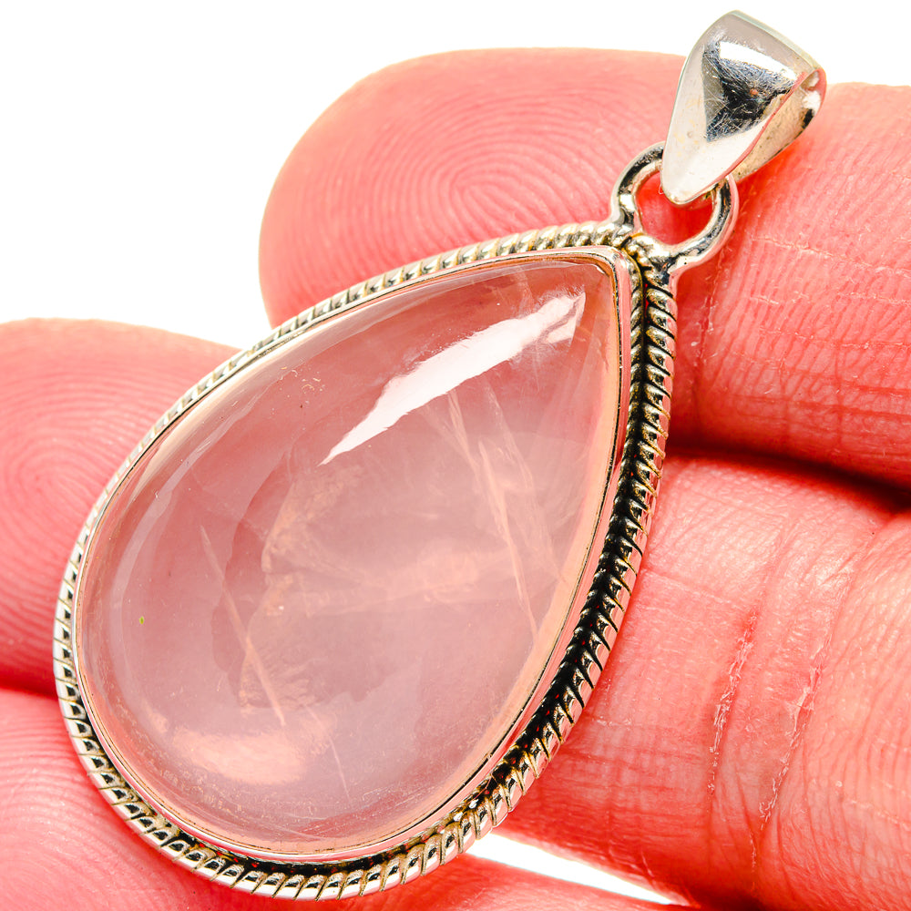 Rose Quartz Pendants handcrafted by Anasilvercos - PD21058
