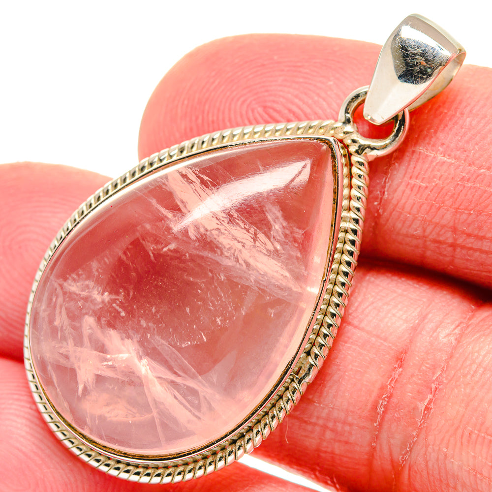 Rose Quartz Pendants handcrafted by Anasilvercos - PD21062