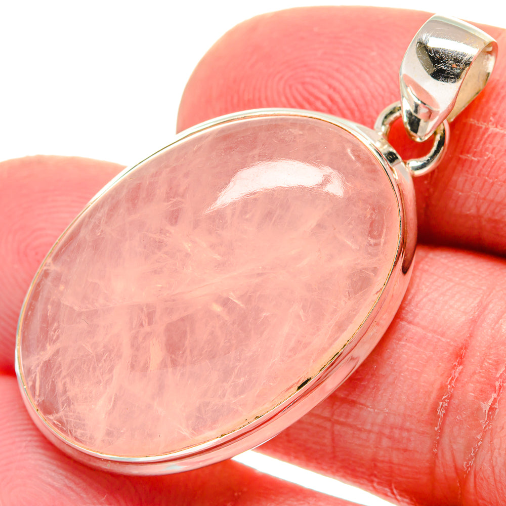 Rose Quartz Pendants handcrafted by Anasilvercos - PD21063