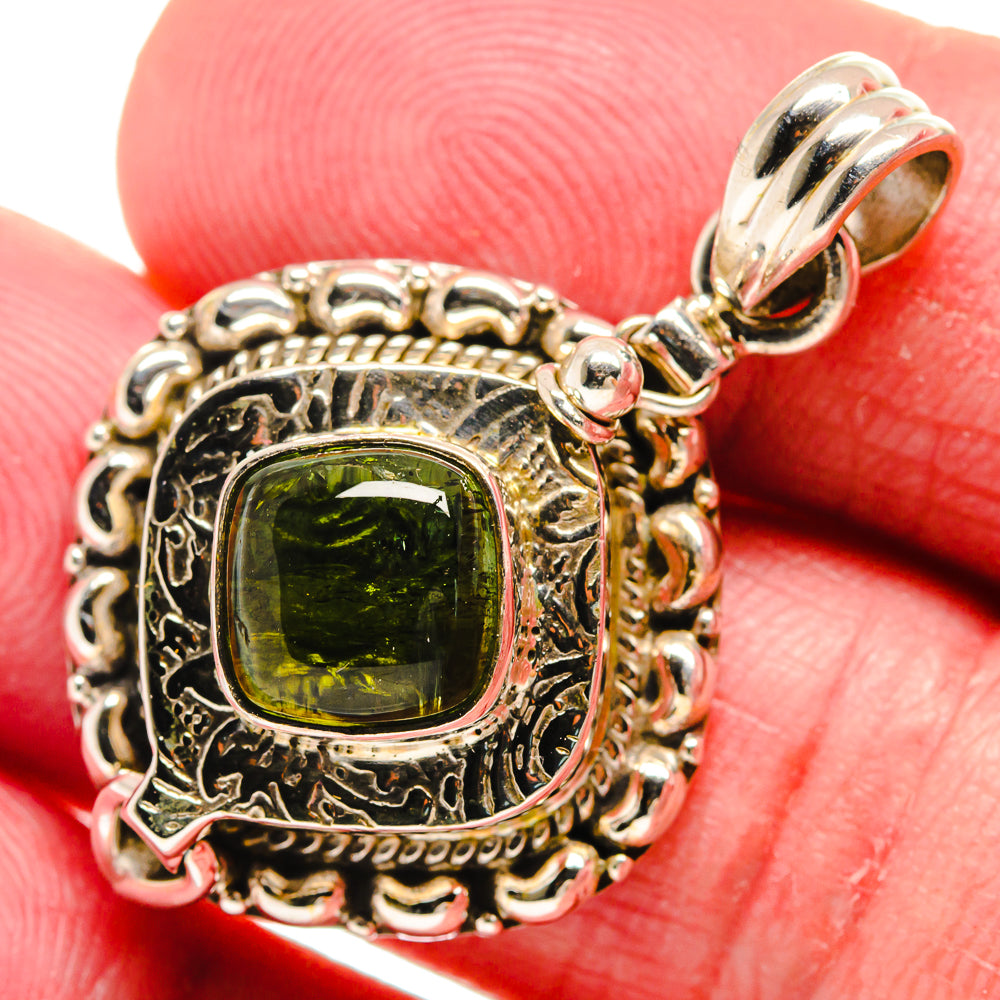 Green Tourmaline Pendants handcrafted by Anasilvercos - PD21146