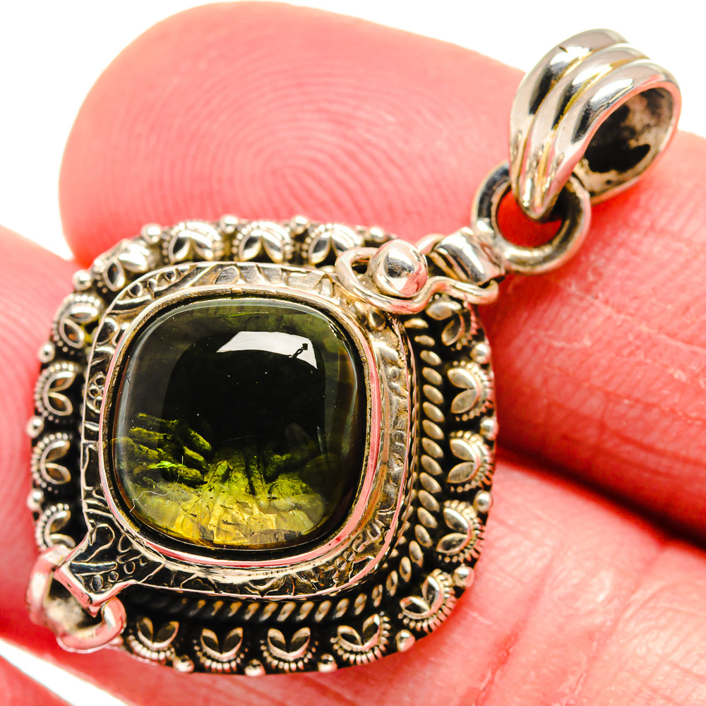 Green Tourmaline Pendants handcrafted by Anasilvercos - PD21155
