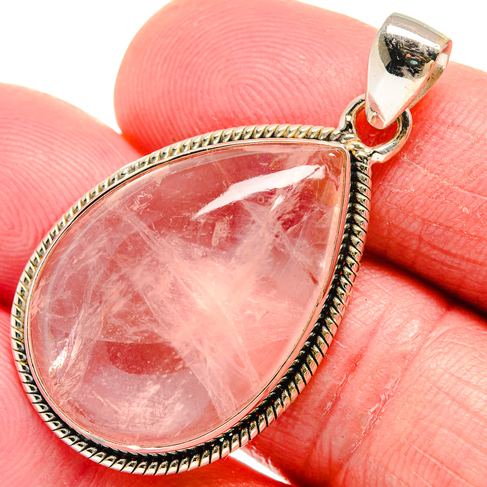 Rose Quartz Pendants handcrafted by Anasilvercos - PD21160
