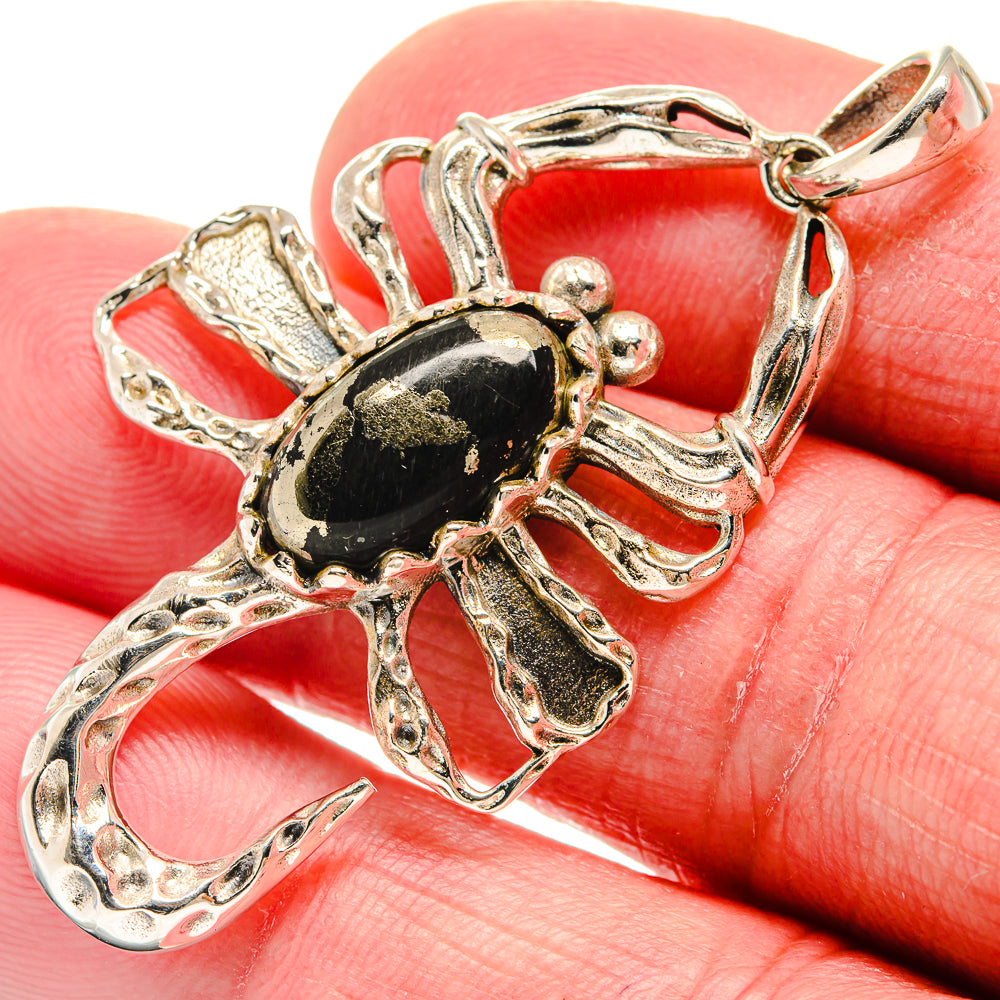Pyrite In Black Onyx Pendants handcrafted by Anasilvercos - PD21195
