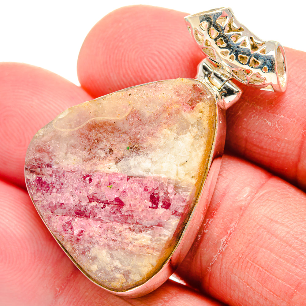 Pink Tourmaline In Quartz Pendants handcrafted by Anasilvercos - PD21215