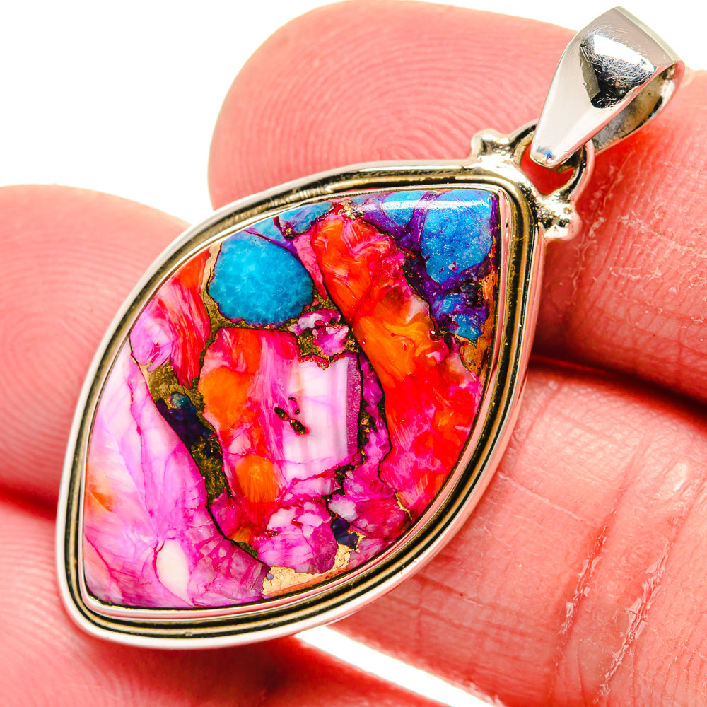 Kingman Pink Dahlia Turquoise Pendants handcrafted by Anasilvercos - PD21218