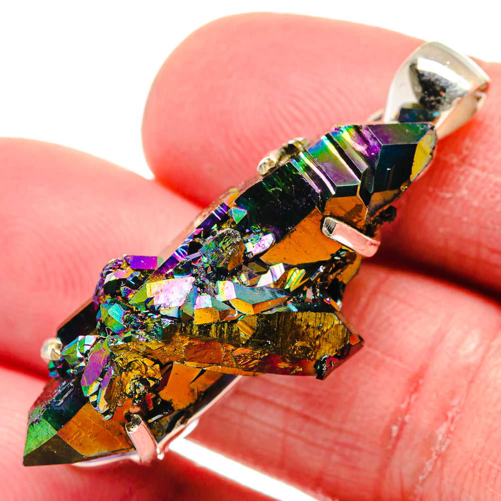Titanium Sunshine Druzy Pendants handcrafted by Anasilvercos - PD21226