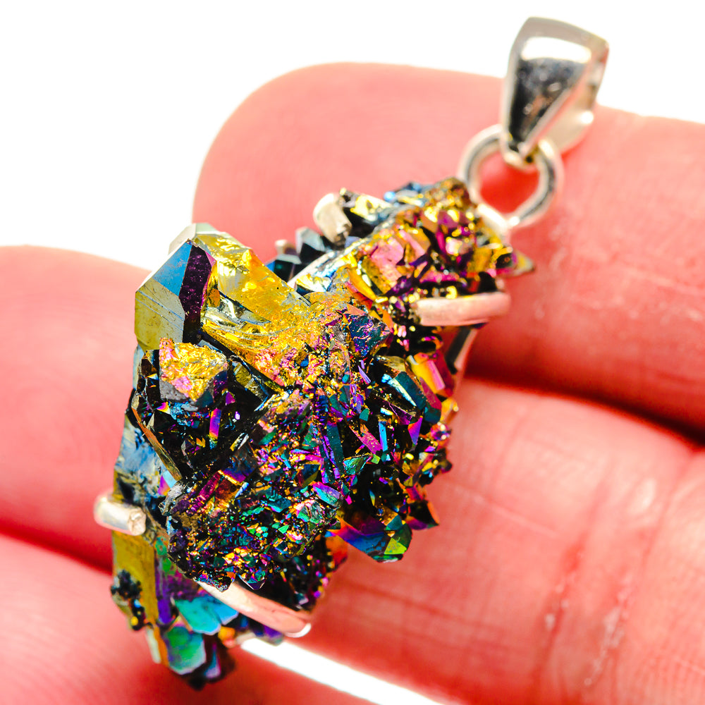 Titanium Sunshine Druzy Pendants handcrafted by Anasilvercos - PD21228