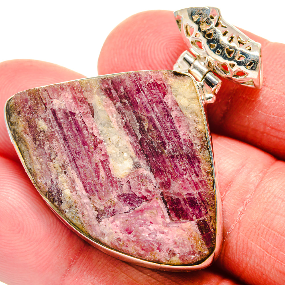 Pink Tourmaline In Quartz Pendants handcrafted by Anasilvercos - PD21232