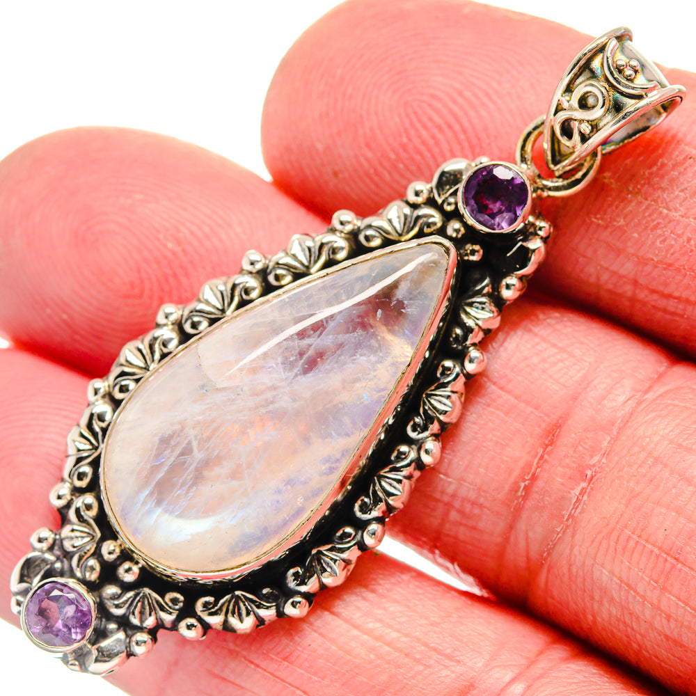 Rainbow Moonstone Pendants handcrafted by Anasilvercos - PD21280