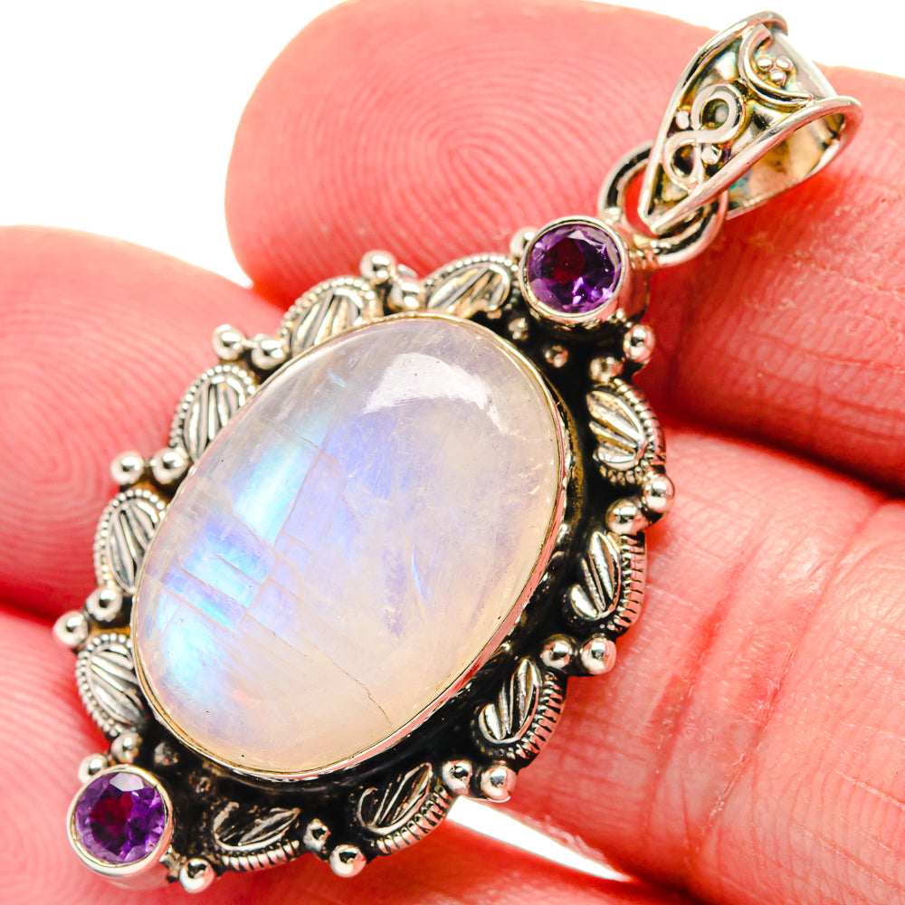 Rainbow Moonstone Pendants handcrafted by Anasilvercos - PD21292