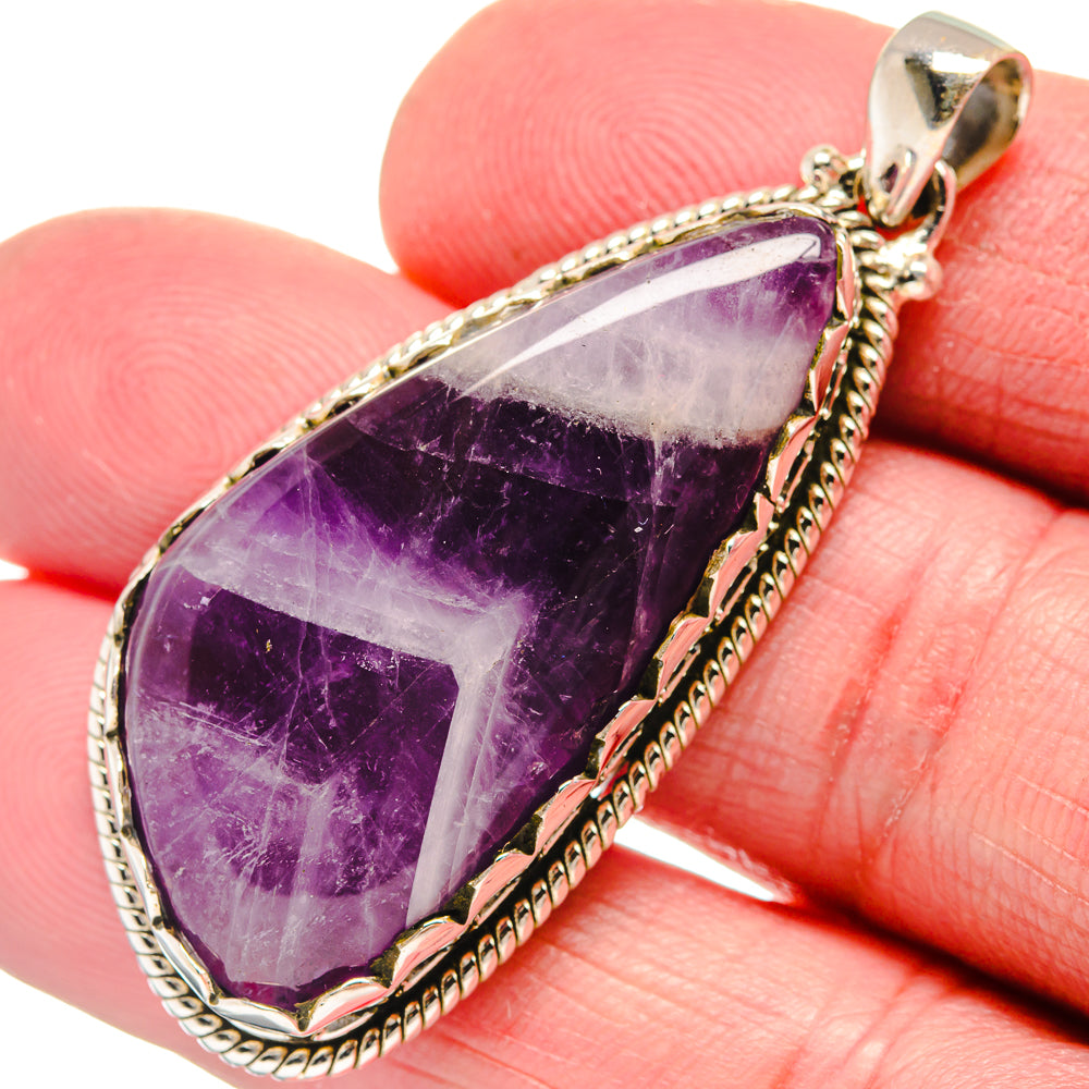 Chevron Amethyst Pendants handcrafted by Anasilvercos - PD21294