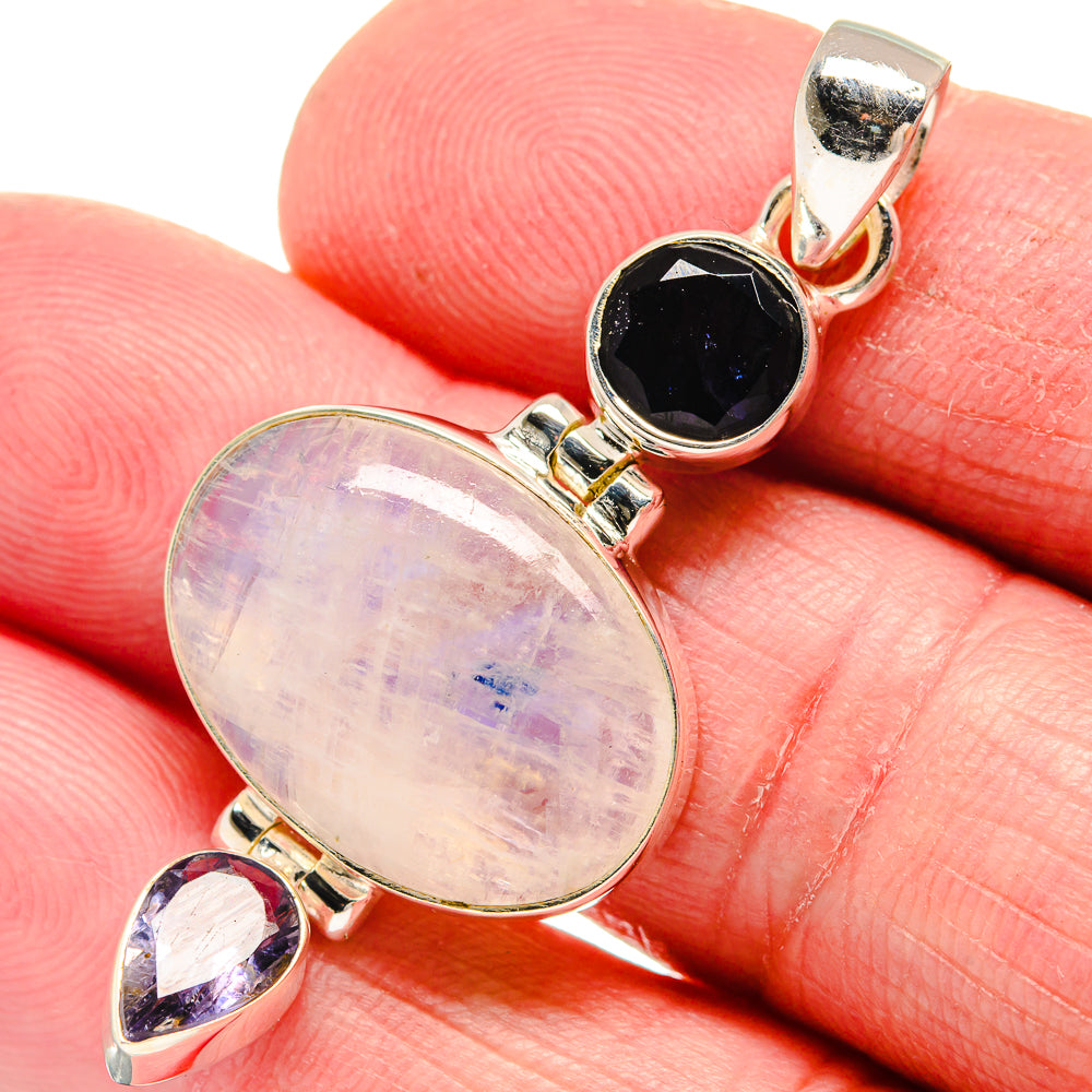 Rainbow Moonstone Pendants handcrafted by Anasilvercos - PD21304
