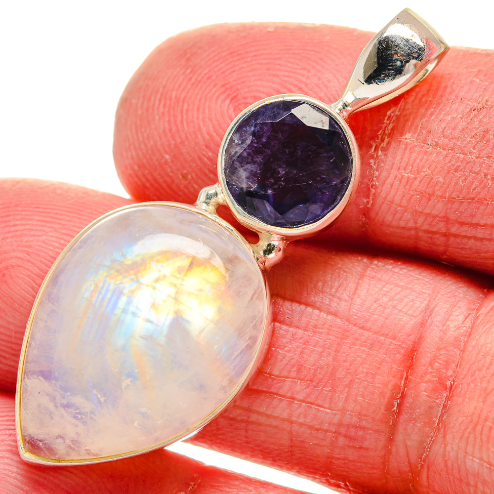 Rainbow Moonstone Pendants handcrafted by Anasilvercos - PD21305
