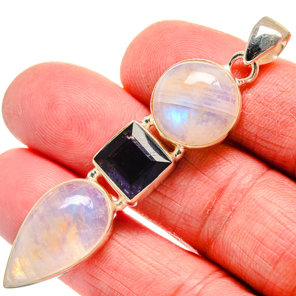 Rainbow Moonstone Pendants handcrafted by Anasilvercos - PD21307