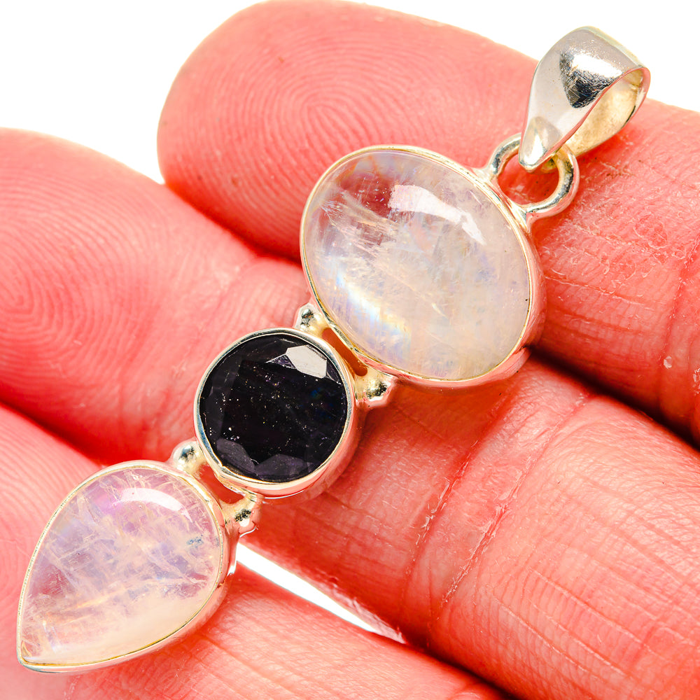 Rainbow Moonstone Pendants handcrafted by Anasilvercos - PD21309
