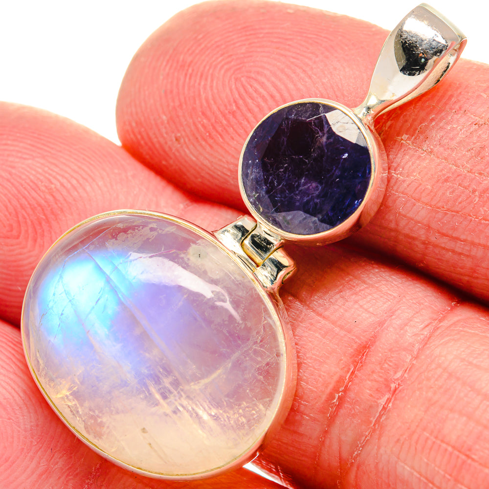 Rainbow Moonstone Pendants handcrafted by Anasilvercos - PD21319