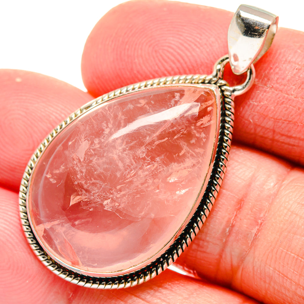 Rose Quartz Pendants handcrafted by Anasilvercos - PD21362