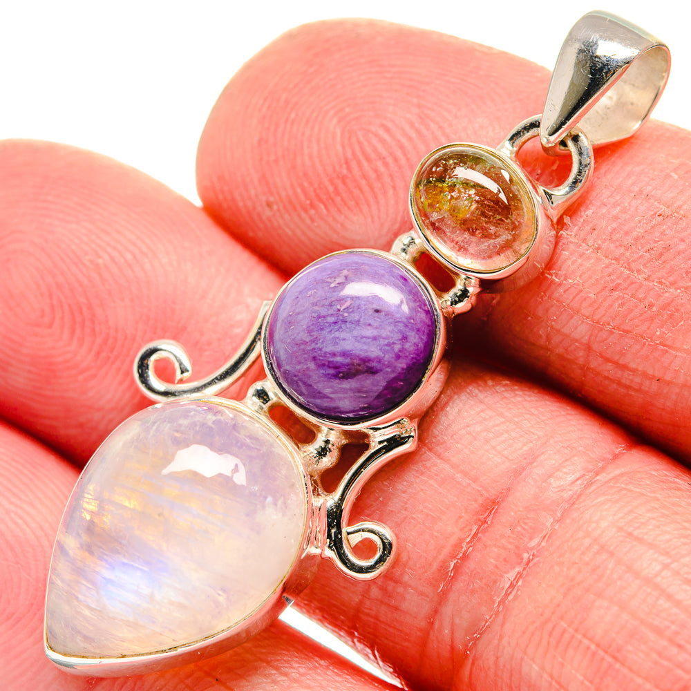 Rainbow Moonstone Pendants handcrafted by Anasilvercos - PD21413