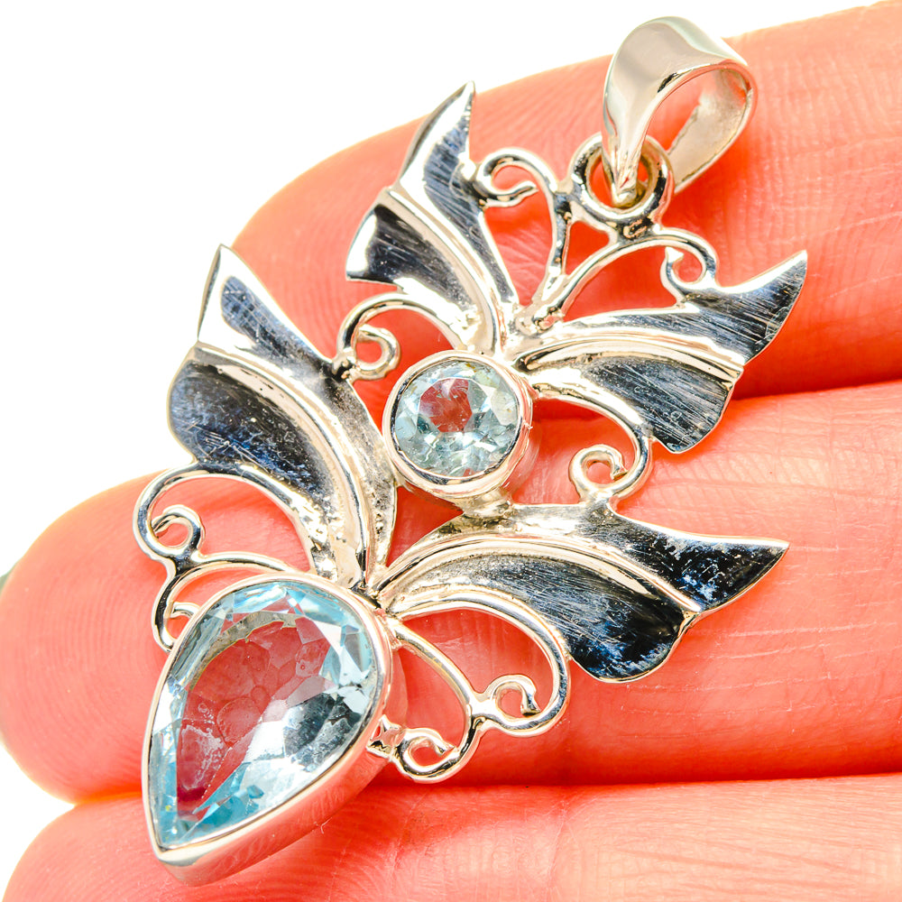 Blue Topaz Pendants handcrafted by Anasilvercos - PD21457