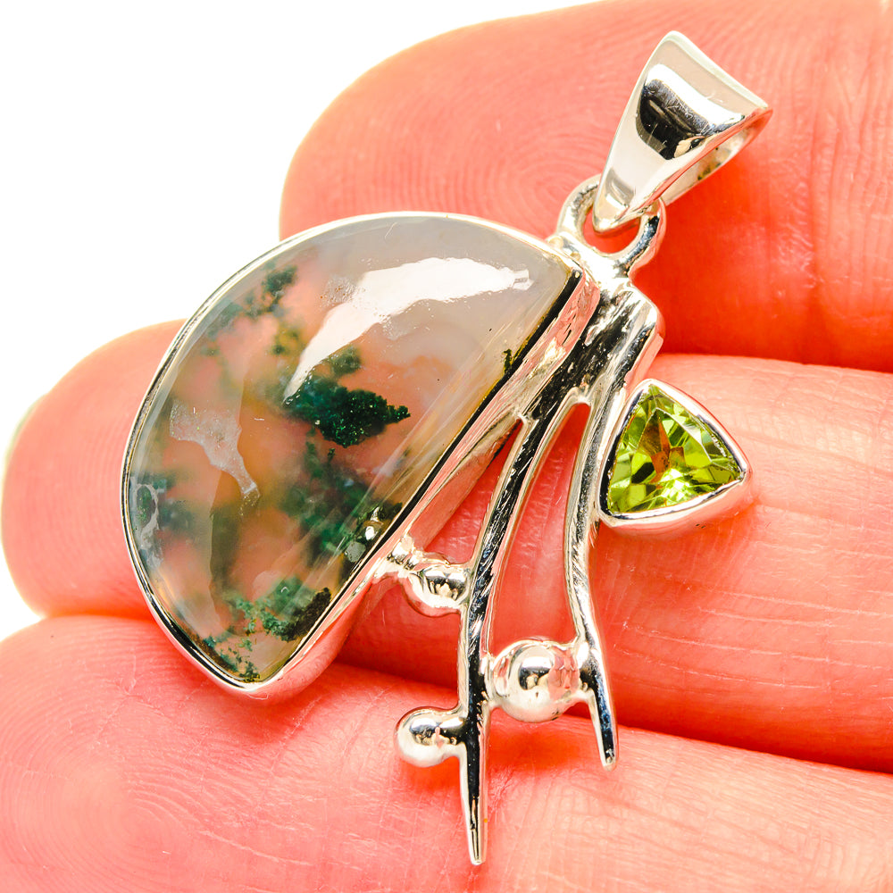 Green Moss Agate Pendants handcrafted by Anasilvercos - PD21463