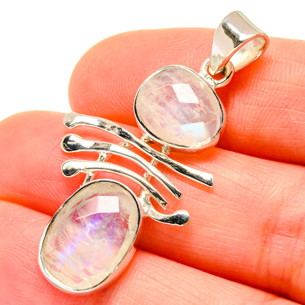 Rainbow Moonstone Pendants handcrafted by Anasilvercos - PD21473