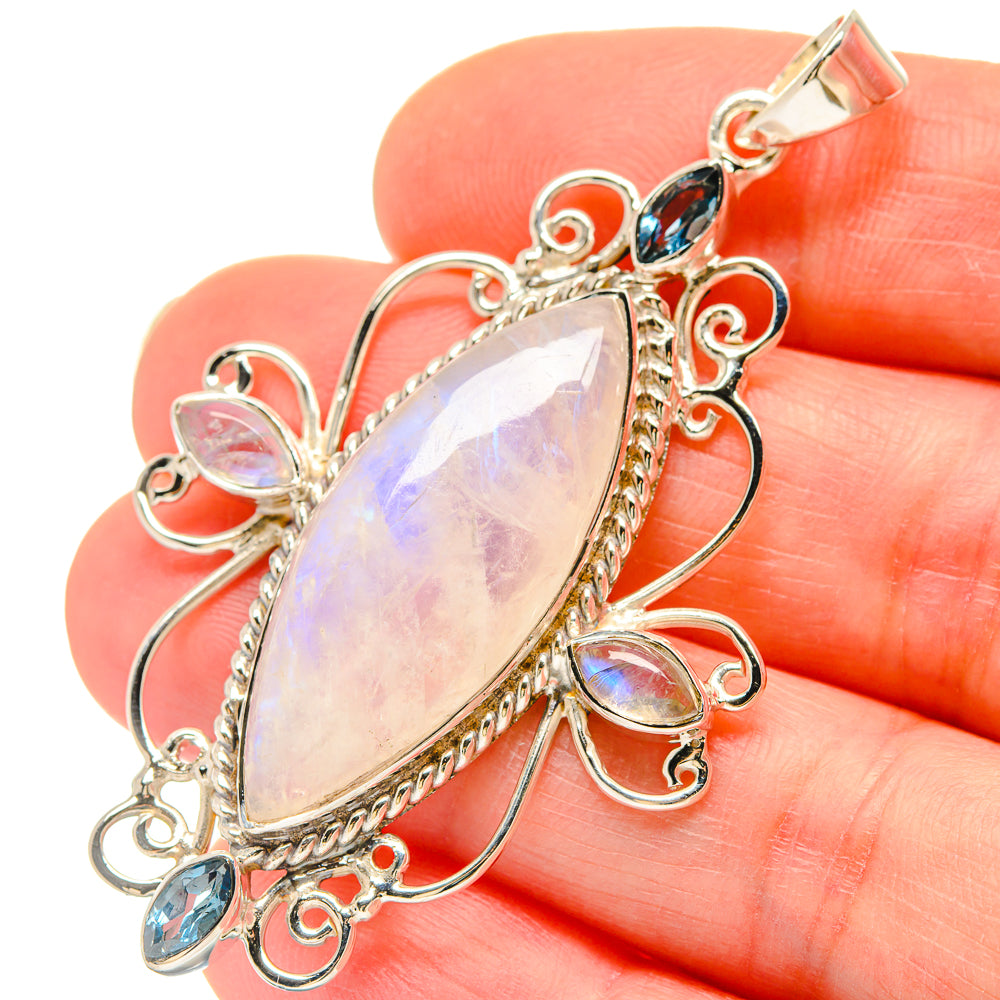 Rainbow Moonstone Pendants handcrafted by Anasilvercos - PD21480