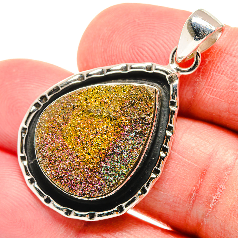 Spectro Pyrite Druzy Pendants handcrafted by Anasilvercos - PD21501