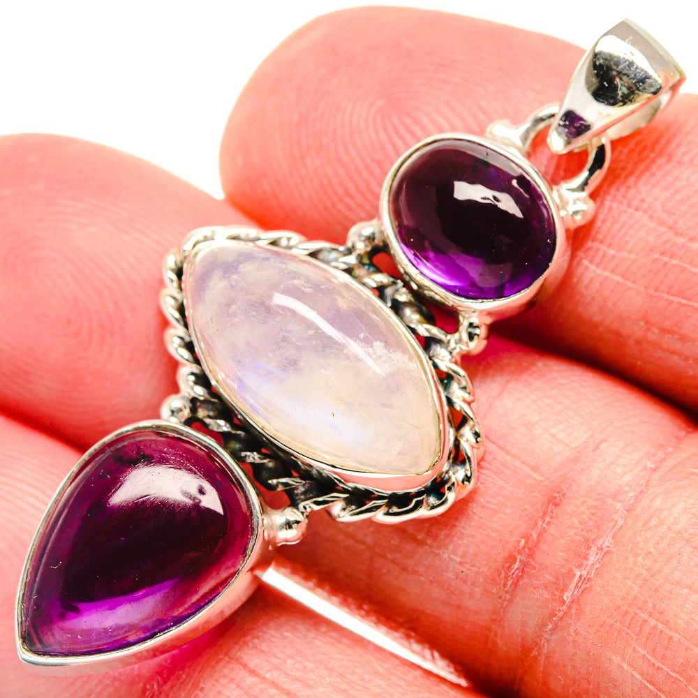 Rainbow Moonstone Pendants handcrafted by Anasilvercos - PD21510
