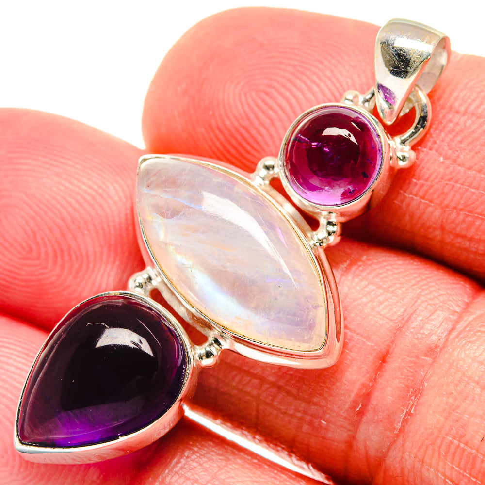 Rainbow Moonstone Pendants handcrafted by Anasilvercos - PD21516