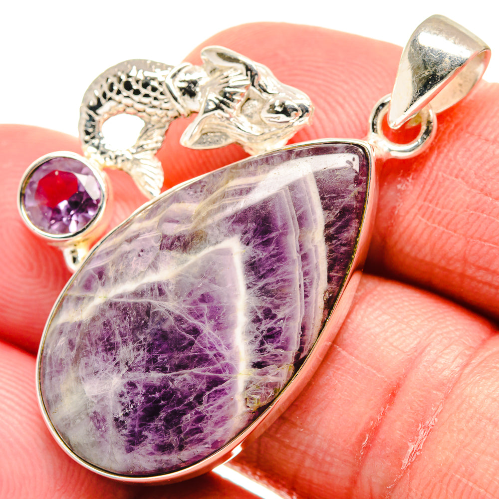 Chevron Amethyst Pendants handcrafted by Anasilvercos - PD21562