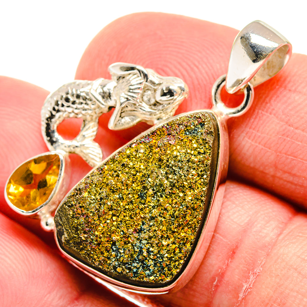 Spectro Pyrite Druzy Pendants handcrafted by Anasilvercos - PD21566