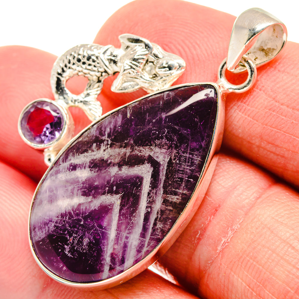 Chevron Amethyst Pendants handcrafted by Anasilvercos - PD21582