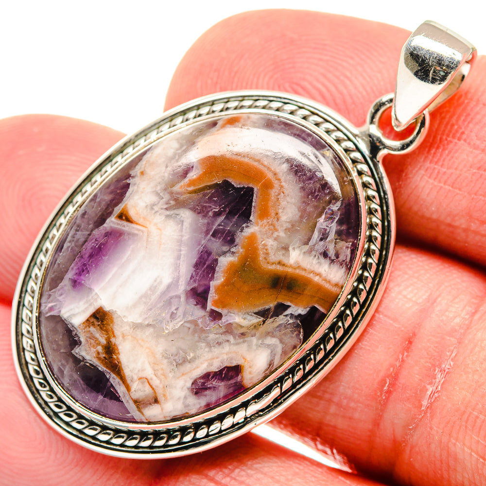 Chevron Amethyst Pendants handcrafted by Anasilvercos - PD21586