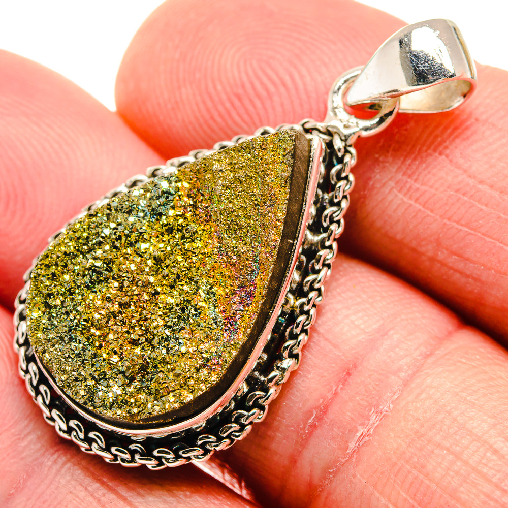 Spectro Pyrite Druzy Pendants handcrafted by Anasilvercos - PD21613