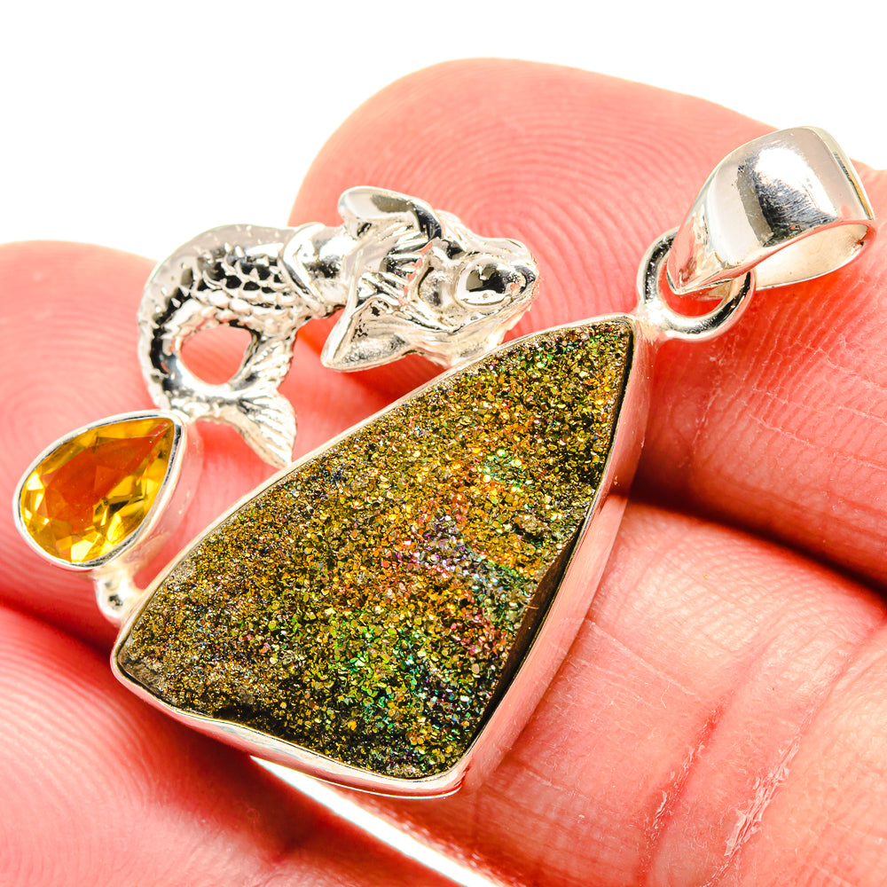 Spectro Pyrite Druzy Pendants handcrafted by Anasilvercos - PD21614