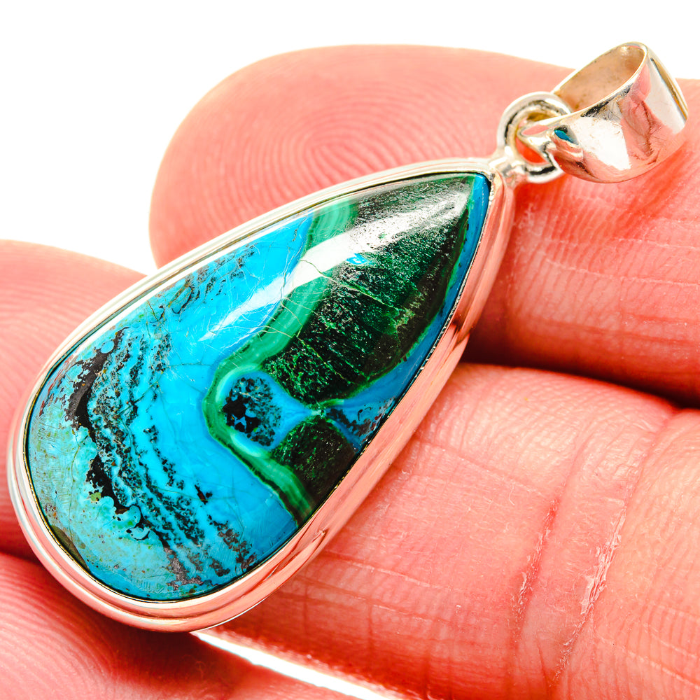 Malachite In Chrysocolla Pendants handcrafted by Anasilvercos - PD21615