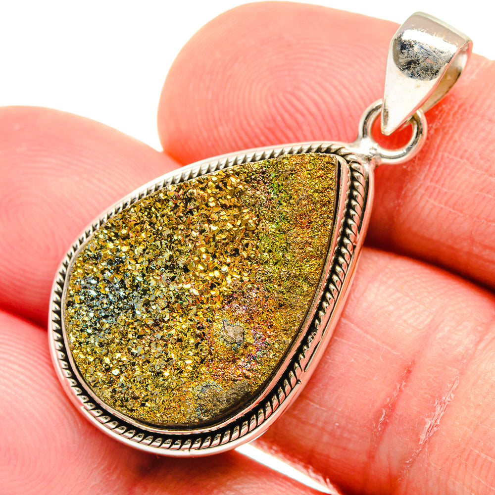 Spectro Pyrite Druzy Pendants handcrafted by Anasilvercos - PD21616
