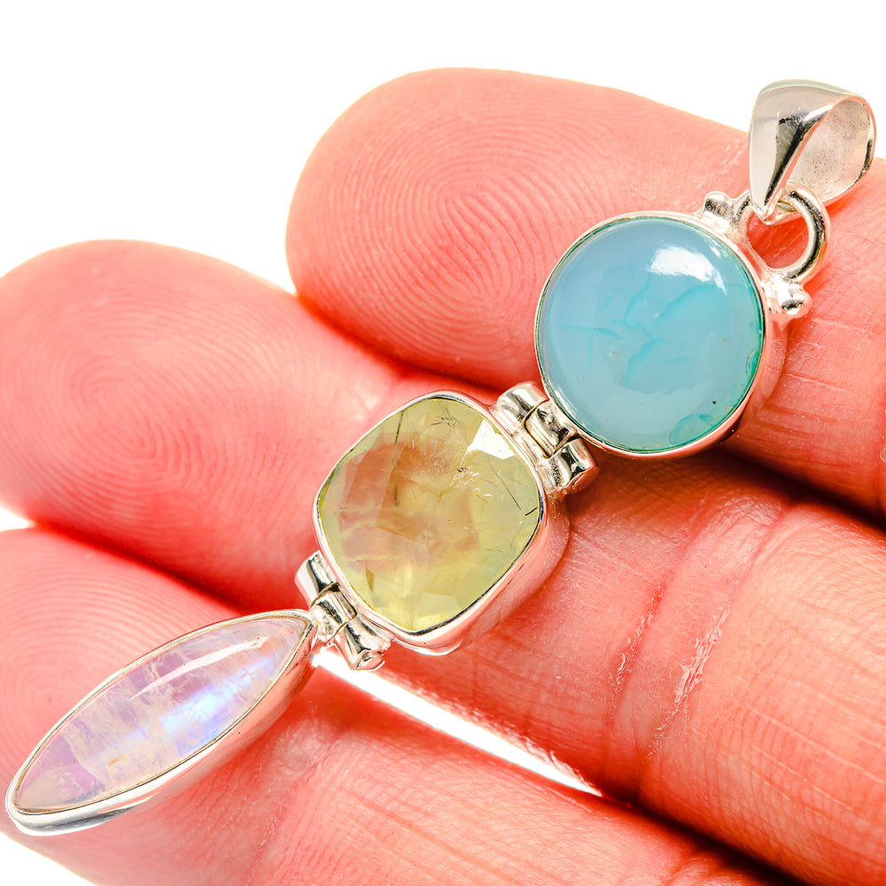 Aqua Chalcedony Pendants handcrafted by Anasilvercos - PD21617
